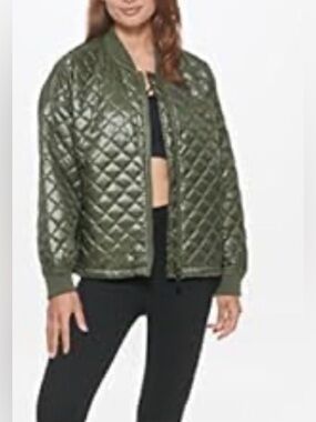 DKNY Olive Quilted Bomber Jacket nwt large